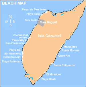 Cozumel Beach Map