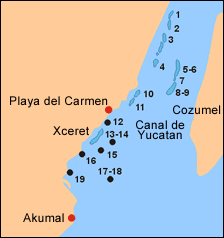 maya riviera cozumel dive map