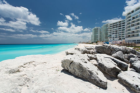 Cancun Beach with rocks