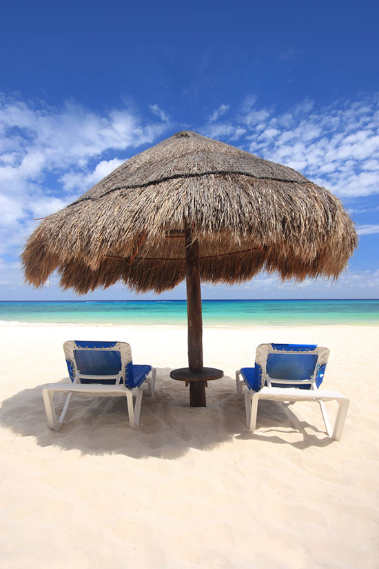 Cancun Beach with Umbrellas