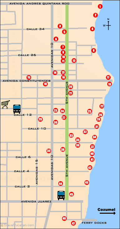 Playa del Carmen Hotel Map