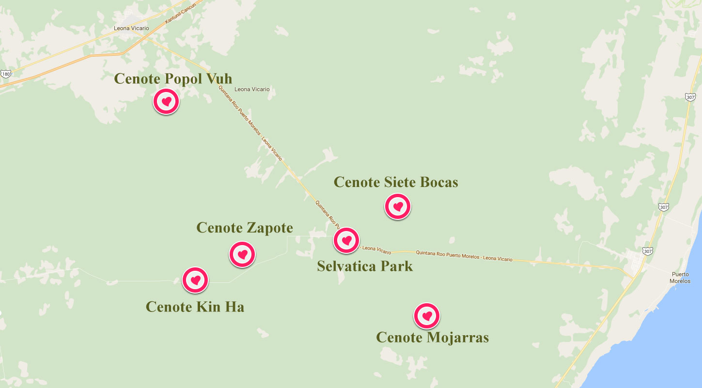 Ruta de los Cenotes Map